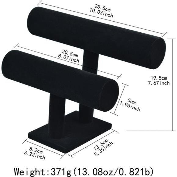 Bracelet Holder Stand Bracelet Dispaly Necklace Organizer Black T-Bar Organizer - Picture 6 of 6